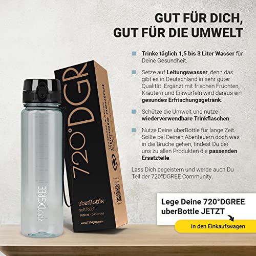 720°DGREE Trinkflasche 1,5l “uberBottle“ crystalClear +Früchtebehälter - BPA-Frei, Auslaufsicher - Wasserflasche für Gym, Fitness, Outdoor, Wandern - XL Tritan Sportflasche: Groß, Leicht, Stoßfest 6