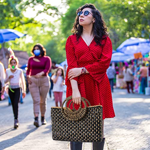 Bolso Retro de Paja para Mujer Verano Grande Kaki miniatura 2