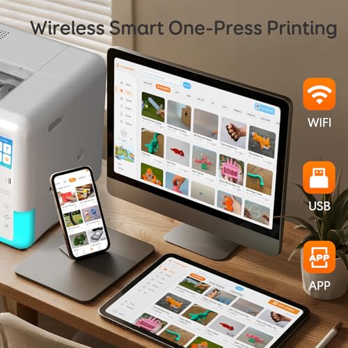 Image of AOSEED AI 3D Printer for Kids, Fast 400mm /s, 1500+ Models, Enclosed Safe | One-Click WiFi App Control, Leveling-Free 3D Printer, 8 PLA Filaments, STEM Toy Gift for Home & School, X-MAKER AI+