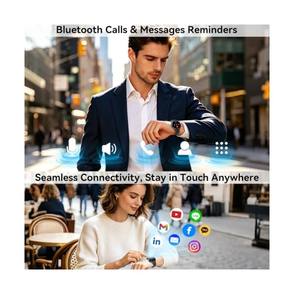 Smart Watch for Men Women Answer/Make Call: Military Smart Watches for Men Fitness Tracker Smartwatch for Android Phones iPhone Compatible Samsung Watches Heart Rate Sleep Monitor IP68 Waterproof - Image 2