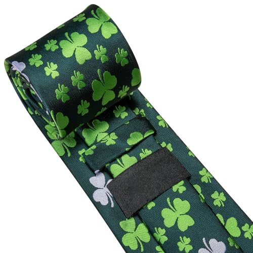 Image of Dubulle Mens Paisley Floral Silk Tie for Men Striped Necktie and Pocket Square Cufflinks Set Wedding Business