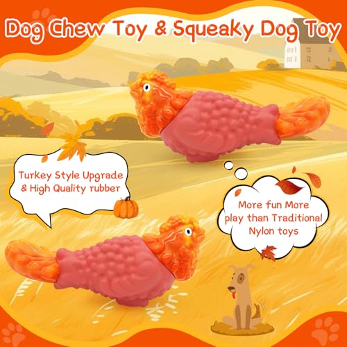 Image of WinTour Tough Dog Toys for Aggressive Chewers, Dog Chew Toys for Large Dogs, Turkey Indestructible Squeaky Dogs Toy to Keep Them Busy