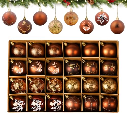 NOTEZMATE 24 Stücke Weihnachtskugeln Kunststoff Set,8 Designs...