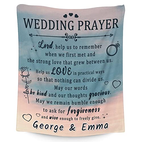 Custom Wedding Throw Blanket - Soft, Fuzzy & Warm - 50x60 Inches Marriage Prayer Blankets for Bride, Groom - Vintage Throws Gifts for Newlywed Couples