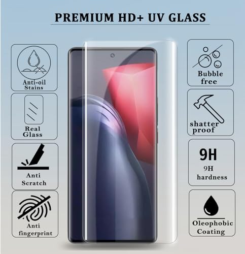 Image of Tempered Glass For Honor 200 Pro (6.78 Inch, Pack of 1) Premium UV Curved Screen Protector Guard Case Friendly HD Clarity with installation kit & Guide