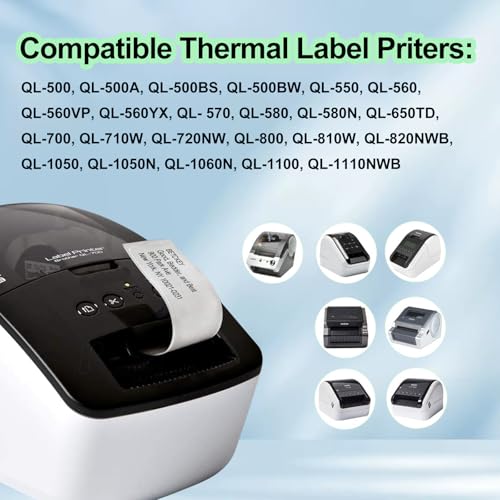 10 Rolls Compatible DK22205 62 mm x 30.48 m Continuous Labels Replacement for DK-22205 Work with QL-500/QL-550/QL-570/QL-580N/QL-650TD/QL-700/QL-710W/QL-800/QL-810W QQL-105.