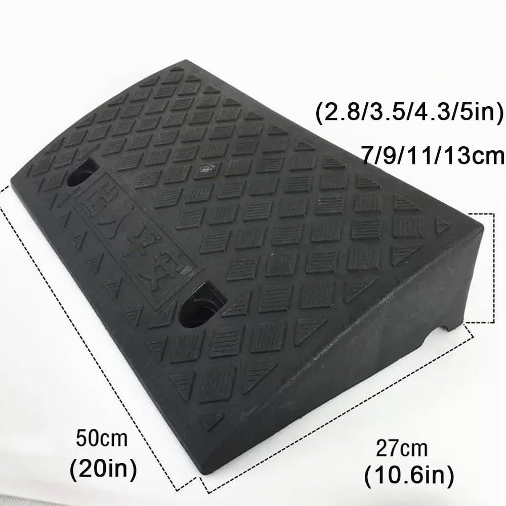 Rampe En Caoutchouc De Trottoir, Rampe De Seuil Pour Marche Hauteur 5-13 Cm, Noir, 50*27*13cm