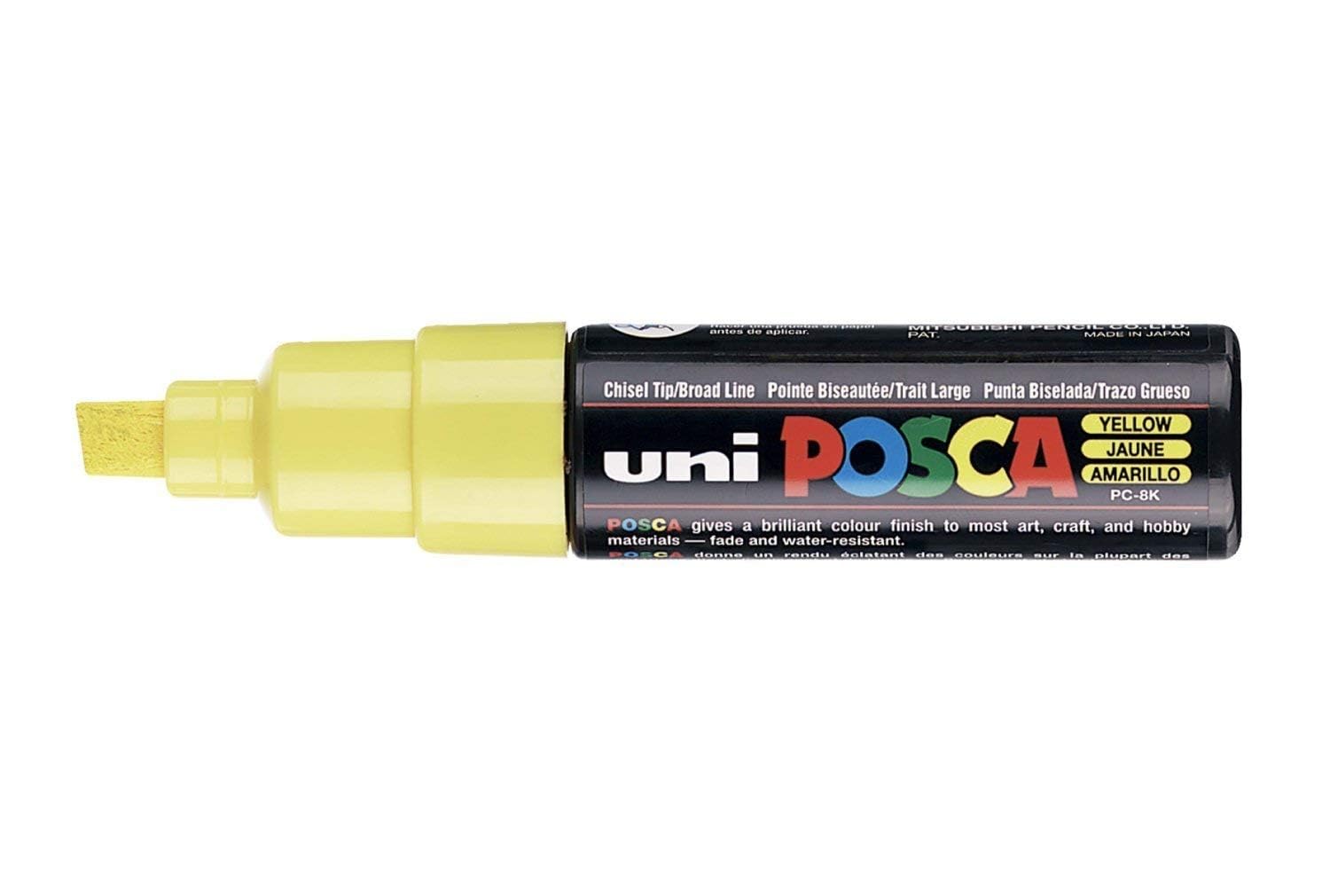 UNI POSCA PC-8K CHISEL TIP MARKER PEN- YELLOW (BOX OF 6)