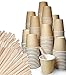 FMC SOLUTIONS 200 Bicchierini Caffè di Carta Monouso e 200 Palettine in Legno - Kit Bicchieri in Carta e Palette di Legno Accessori da Caffe e Tea Ecologico Riciclabile