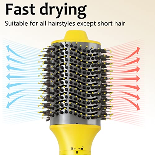 Uliova 13-Inch Detachable Three-In-One Multi-Function Drying Comb+Hair Curler+Straight Hair Comb Negative Ion Straightening Hair Hot Air Comb Curly Hair Hair Brush Hair Straightener(Yellow) #TOP7