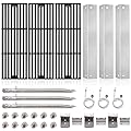 Adviace Grill Replacement Parts for Char Griller 5050, 5650, 2121, 3001, 5072, 2123, 2828, 3030, King Griller 3008, 5252, Cast Iron Grill Grates, Stainless Steel Heat Plate Shields, Burners, Ignitors.