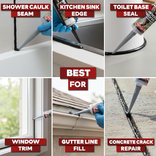 Image of XFasten Black Silicone Caulk 10.1oz (16-Pack 161.6oz Total) Odorless 100% Silicone Black Caulking Waterproof for RV Sealant and Caulking RTV, Marine Aquarium and High Temp Silicone Outdoor Indoor Use