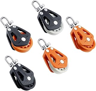 Pack of 1 High Load Capacity Sheave Block Universal Head Single Pulley Swivel Sailboat Plain Bearing Block Rope Runner Boat Accessories