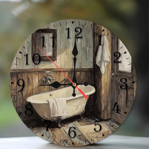 Reloj de pared silencioso de madera 10 pulgadas vintage miniatura 1