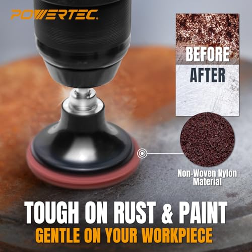 Image of POWERTEC 2 inch Sanding Discs Set for Die Grinders & Drills, 46pc Set - Includes 60 /80 /180 Grit Quick-Change Discs, 1 /4 inch Shank Holder & Surface Conditioning Pads, Aluminum Oxide Non-Woven Nylon (11400)