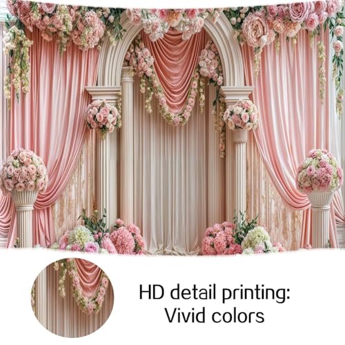 Fondo fotográfico de tela 10X8FT rosa floral para eventos miniatura 5