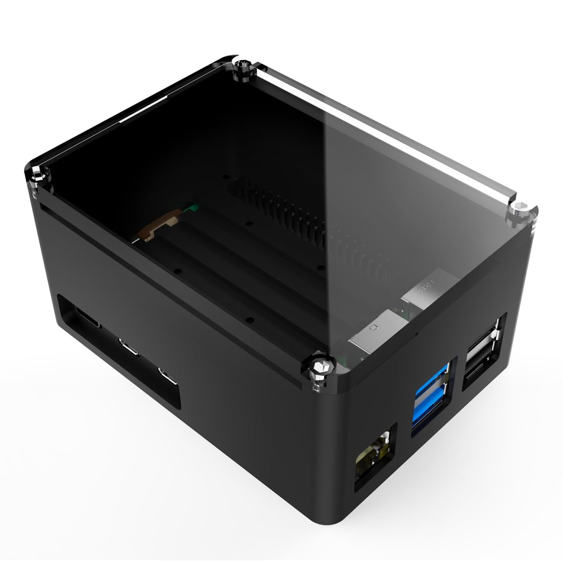 anidees Aluminum Heat Sinks Extra High Pi Case with Silicone Thermal Pad for Raspberry Pi 5 – Black (AI-PI5-BB-PRO-H)