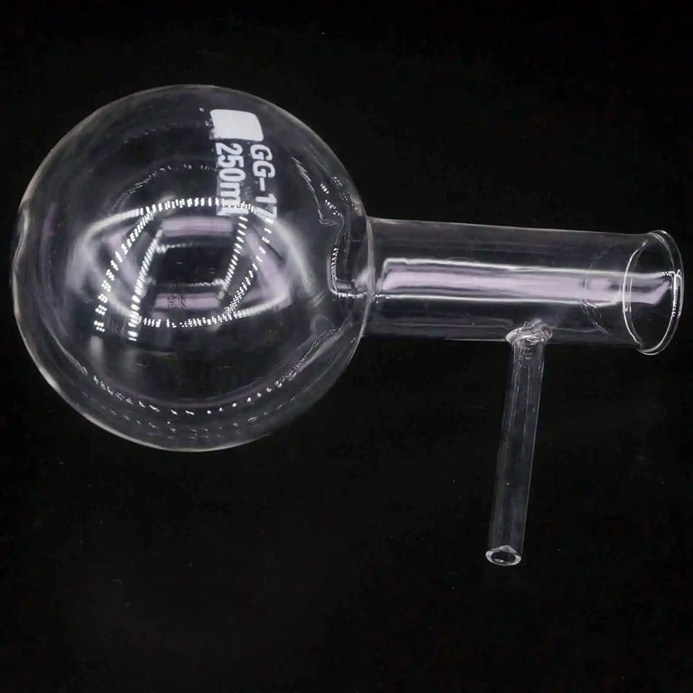 Matraz de destilación de vidrio de borosilicato fondo redondo brazo lateral 250 ml