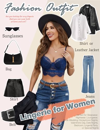 Image of Avidlove Lace Bralettes for Women Y2k Strap Bustier Cami Top V Neck Camisole Lingerie