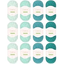 Coopay Skinny Chenille Yarn for Crocheting and Knitting, 12 Pack of 50g/1.76oz - 1764yd Total, Soft Velvet Yarn of Baby Weights - Suitable for Baby Blankets, Plush Toys - Super Soft Green Gradient