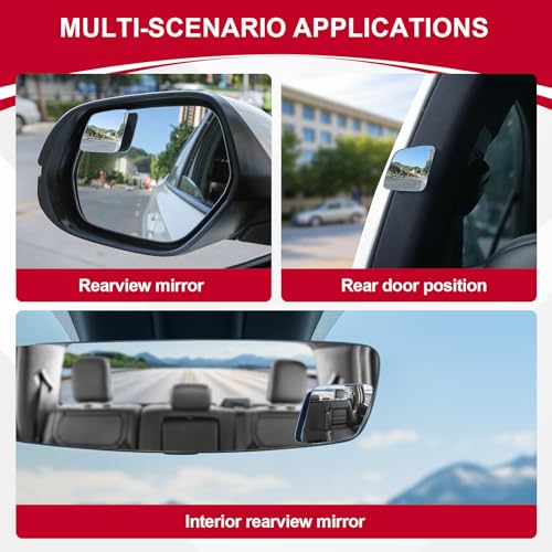 Image of LivTee Blind Spot Mirror,Rhombus Shaped HD Glass Frameless Convex Rear View Mirror with wide angle Adjustable Stick for Cars SUV and Trucks, Pack of 2