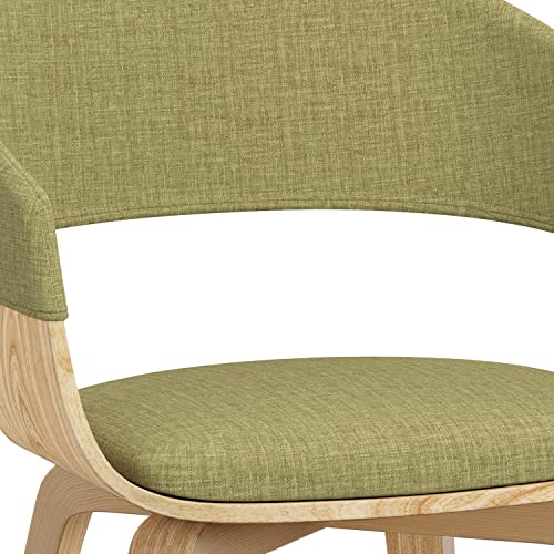 Simplihome Lowell 17 Inch Mid Century Modern Bentwood Dining Chair With Light Wood In Acid Green Polyester Linen, For The Dining Room #TOP2
