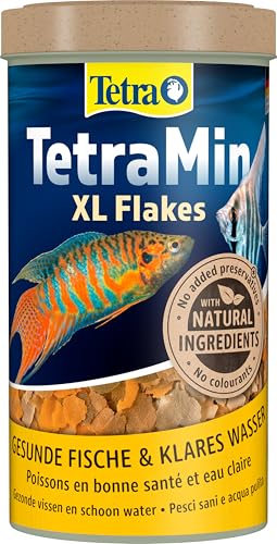 TetraMin XL Flakes - Mangime in fiocchi per pesci ornamentali di grandi dimensioni, miscela bilanciata per pesci sani e acqua limpida, lattina da 500 ml
