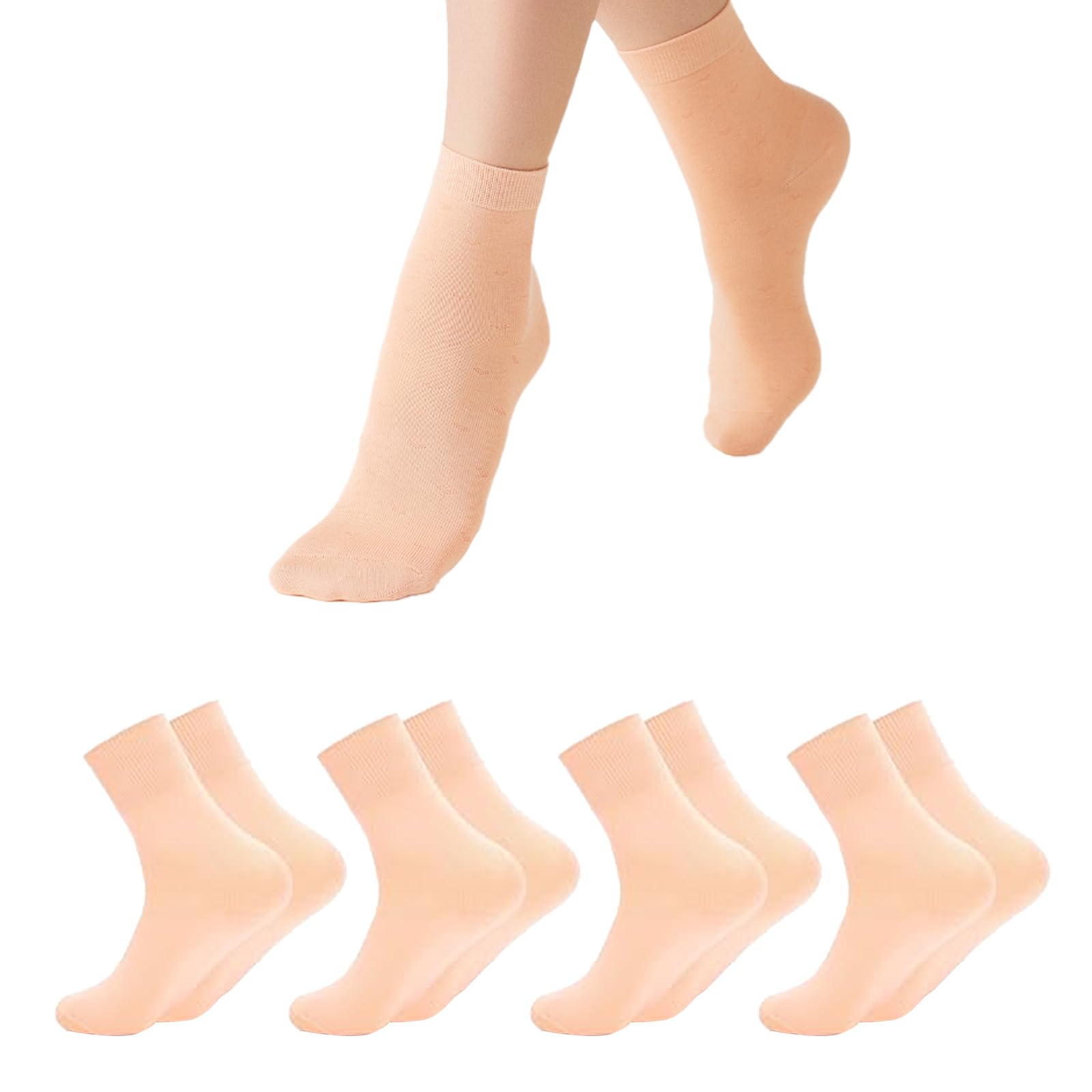 Lot de 4 paires de chaussettes de ballet pour filles, en coton oxygéné respirant, rose nude, orteils sans couture, chaussettes de danse extensibles pour tout-petits/enfants
