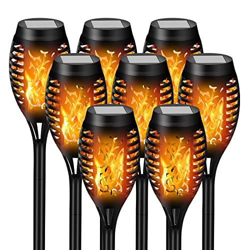 YOOULIT Lumière Solaire Extérieure Flamme,Lot de 8 Llampes de Jardin à LED 12 Avec Effet de Flamme Réaliste,Lumière Solaire étanche IP65,Convient Pour l'extérieur,Jardin,Pelouse,Décoration de Noël