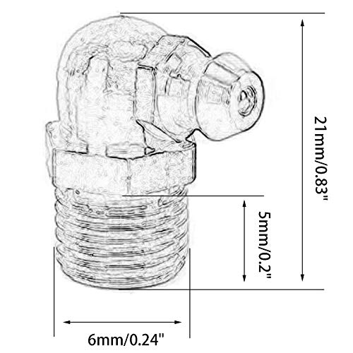 Image of M6 x 1mm Metric Thread 90 Degree Angled Brass Hydraulic Zerk Grease Nipple Fitting,PACK OF 10