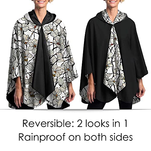 RainCaper Tiffany Magnolia Womens Rain Cape Poncho with Hood Reversible2