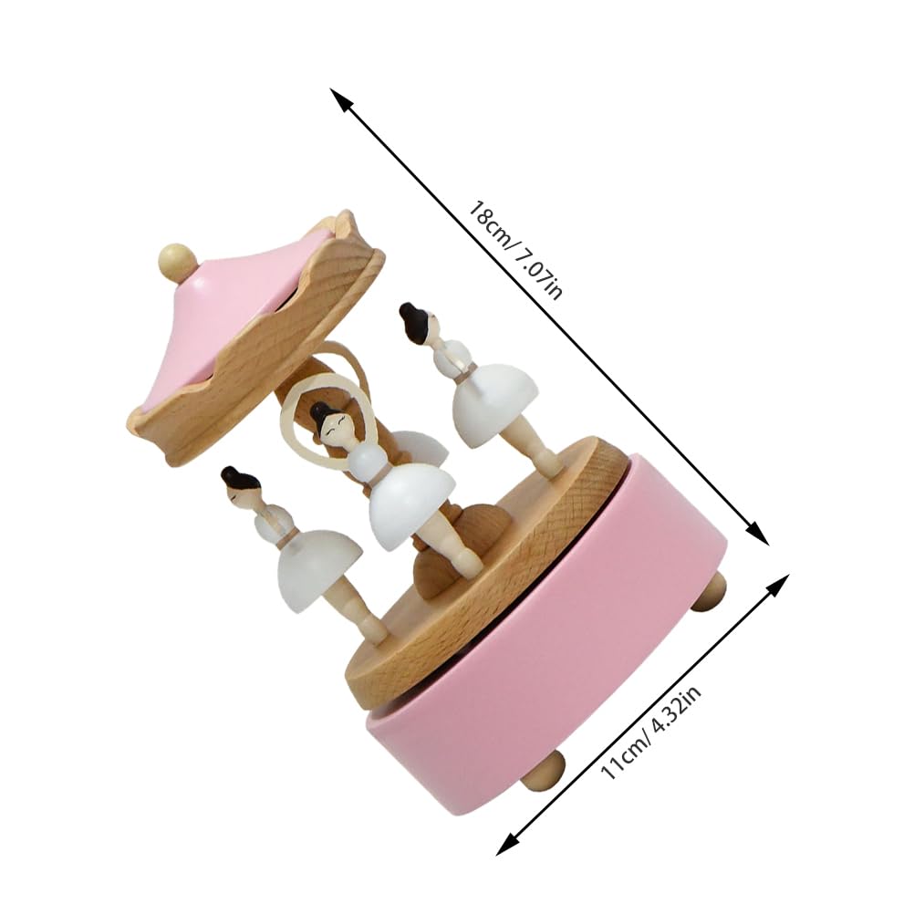 Lurrose Carillon Rotante in Legno Figurina Ballerina, Elegante Music Box per Regalo di Compleanno o Anniversario per Ragazze e Donne