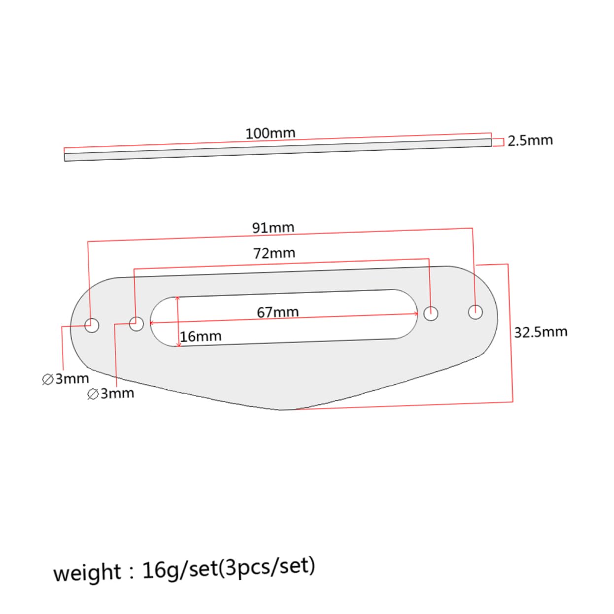 TOYANDONA 3pièces Cadre De Micro Pour Guitare Électrique Anneaux