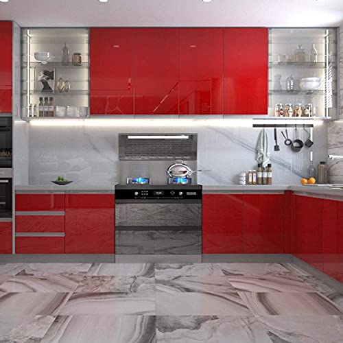 Image of HOME13 Red Glitter Glossy Wallpaper Peel & Stick Contact Paper Decorative Self Adhesive Wallpaper for Kitchen Cabinet Furniture Countertop Waterproof Vinyl Wallpaper (12x72 Inch)