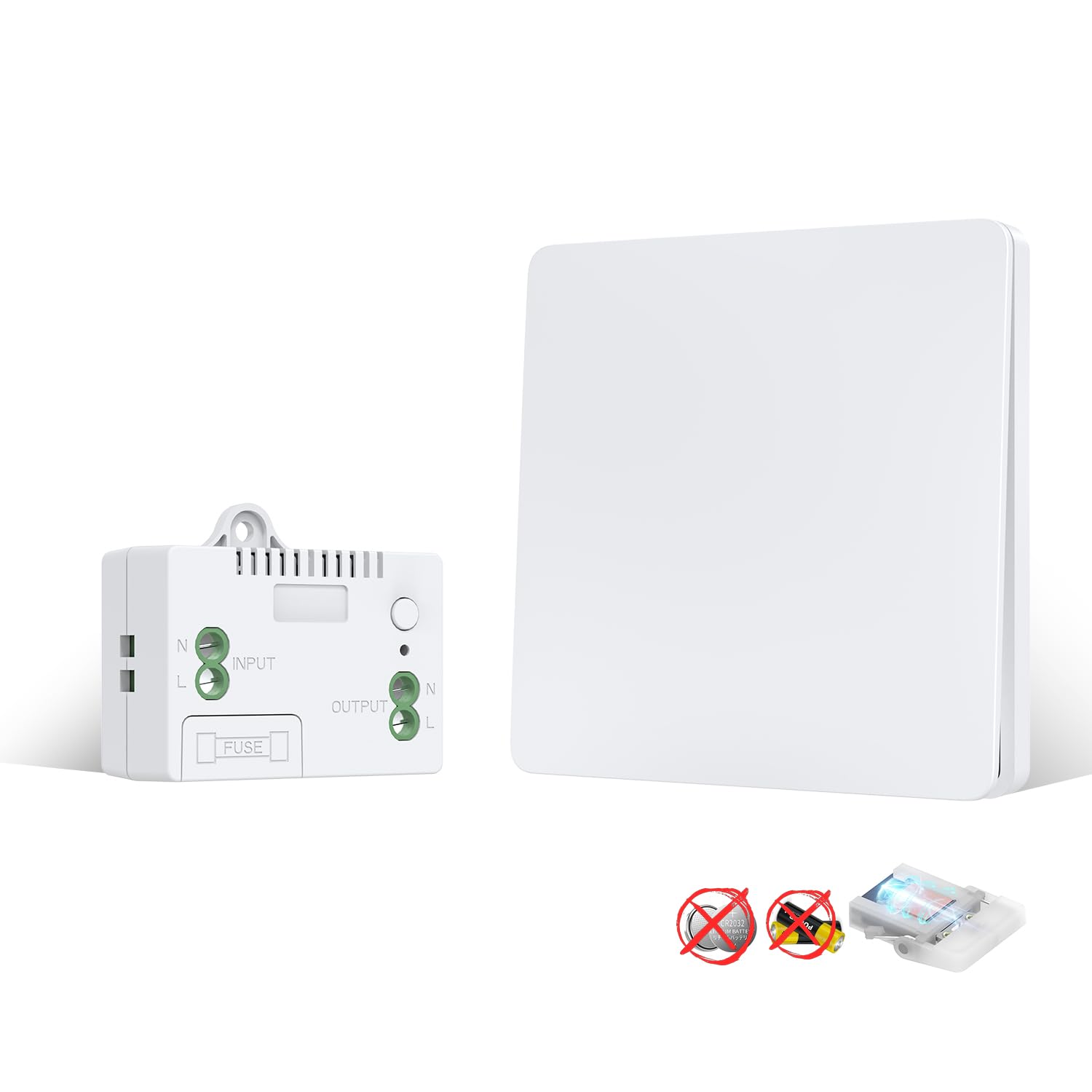 ZLinkStar Kinetic Wireless Switch Kit, Self Powered Wireless Switches for Light,IP66 Waterproof No Wiring Wireless Remote RF Wall switch Lighting Fixtures Battery Free(W1v1)