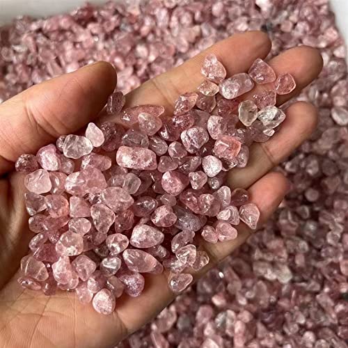 WGPHD Meditation Home Natural red Strawberry Crystal Gravel Original Stone Fish Tank Bottom Sand Decorative Landscaping (Size : 50g-60g)