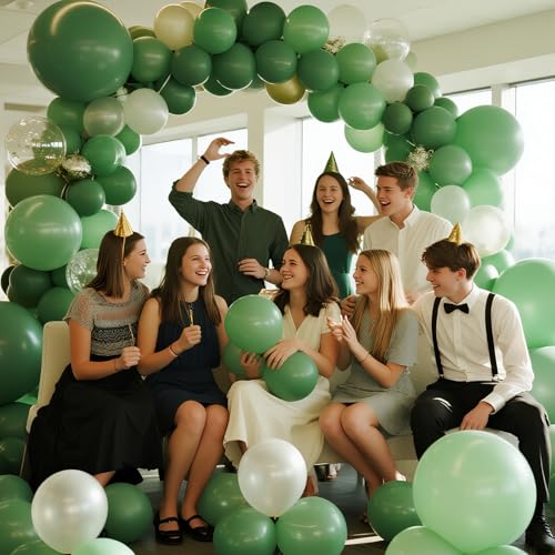 Image of Sage green Balloons 100 Pack 12 inch Round Helium Olive Green Balloons for Birthday Jungle Theme Safari Baby Shower Retro Neutral Wedding Party Decorations