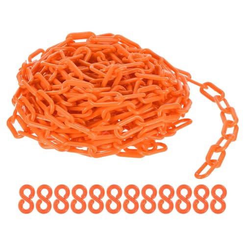 Chaînes en plastique orange PATIKIL 15m avec 12 crochets pour barrière de sécurité