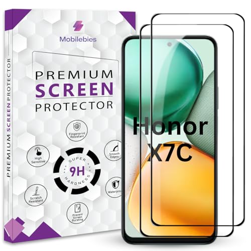 Image of Premium Tempered Glass Screen Protector Guard For Honor X7C 5G (6.77 Inch, Pack of 2) | Edge to Edge Coverage With Easy to installation kit
