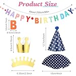 12 PCS Birthday Party Hats Kit: Birthday Hats, Happy Birthday Banner, Pom Poms & Crowns - Colorful Party Supplies Decorations for Kids, Adults, Pet - Image 2