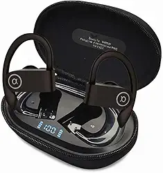 Fone de Ouvido Sem Fio Preto Bluetooth 5.4 à Prova D'Água IPX5 45h de Bateria Microfone Embutido Design Esportivo Ergonômico Para Corridas Atividades Físicas Exercícios Videogame IPhone e Android