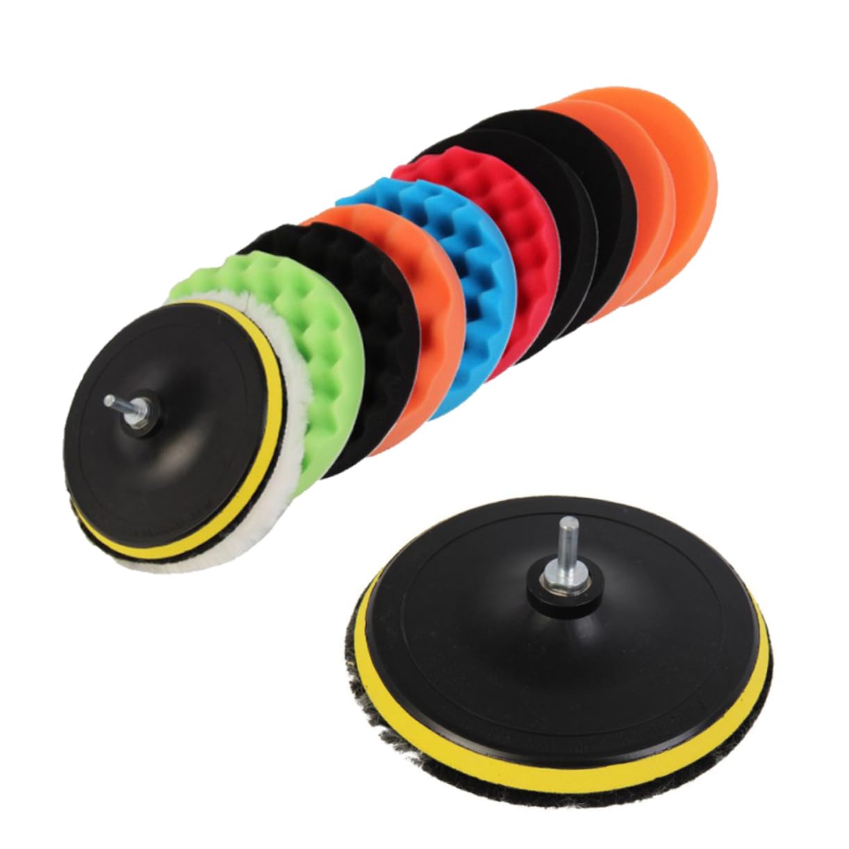 12piezas Almohadillas De Pulido De Disco Autoadhesivo De Lana Kit De Lijado De Cera Para Coche Sistema Profesional De Pulido