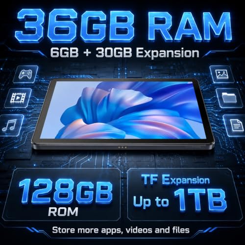 Image of Android Tablet 11 inch with Octa-Core Processor, 36GBRAM+128GB Storage, 7800mAh Large Battery, Gemini AI, 1TB Expandable, 5G /2.4G WiFi, BT 5.4,Dual Camera, Tablet for Study, Business&Entertainment