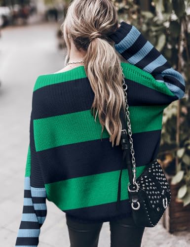 Image of Ugerlov Women's Oversized Sweaters Batwing Sleeve Mock Neck Jumper Tops Chunky Knit Pullover Sweater