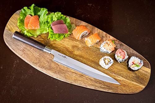 Coltello da Cucina Professionale Giapponese, Coltello Professionale in Acciaio, Lama da 27cm, Sashimi Yanagiba, Manico in Legno Trattato, Coltello da Pesce - Sakai Japan Knives - immagine 5