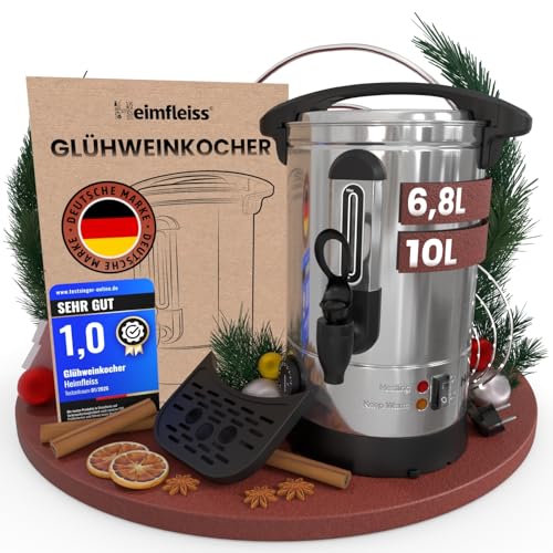 Heimfleiss® Glühweinkocher 6,8L aus Edelstahl | 1500W Einkochautomat für Glühwein,