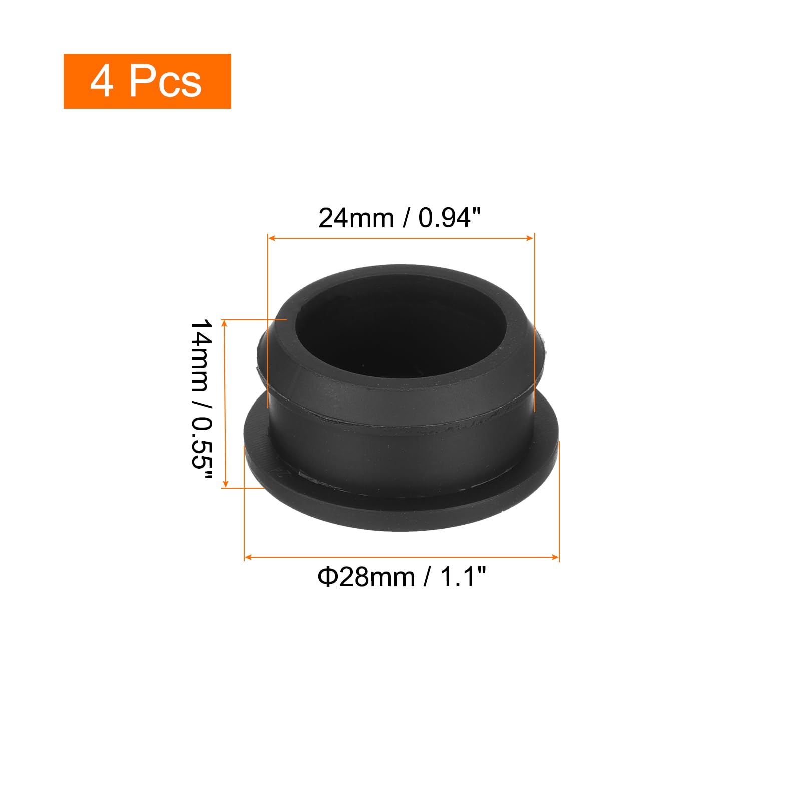 Kora 70 set 4 stuks rubberen blokken 120x80x20 mm, zwart, set van 4