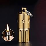 Ostin Mini Brass Lighter, Keychain Lighter, Waterproof Fire Starter Specially for Hiking, Camping, Fireplace BBQ KitchenSurvival and Emergency Use (Kerosene or Petrol Not Included) (Gold)
