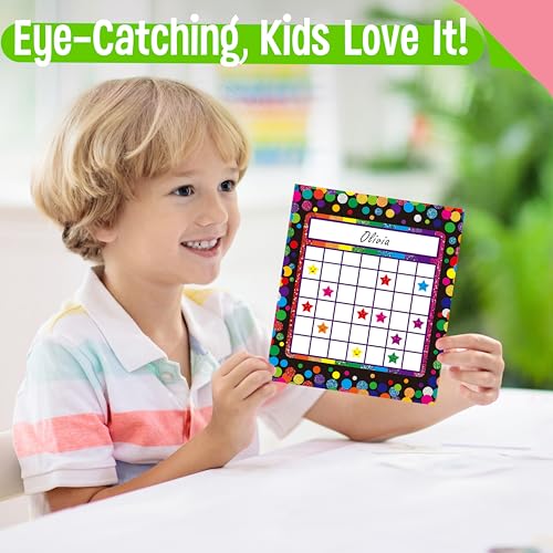 90er Pack Anreizdiagramme für das Klassenzimmer, 2 farbenfrohe Designs mit 2640 Stern-Aufklebern für den Unterricht im Klassenzimmer oder die Verwendung in der Familie