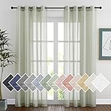NICETOWN Linen Sheer sage green Curtains 84 inch Length for Bedroom, Grommet Semi Sheer Linen Blend Vertical Window Drapes Privacy with Light Filtering for Living Room, Sage Green, W52 x L84, Set of 2